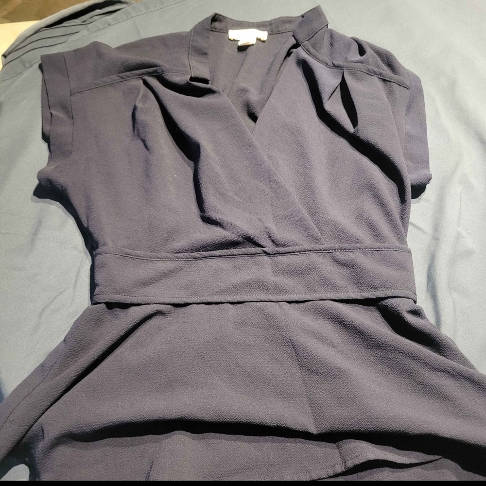 Elegant Navy Wrap Blouse